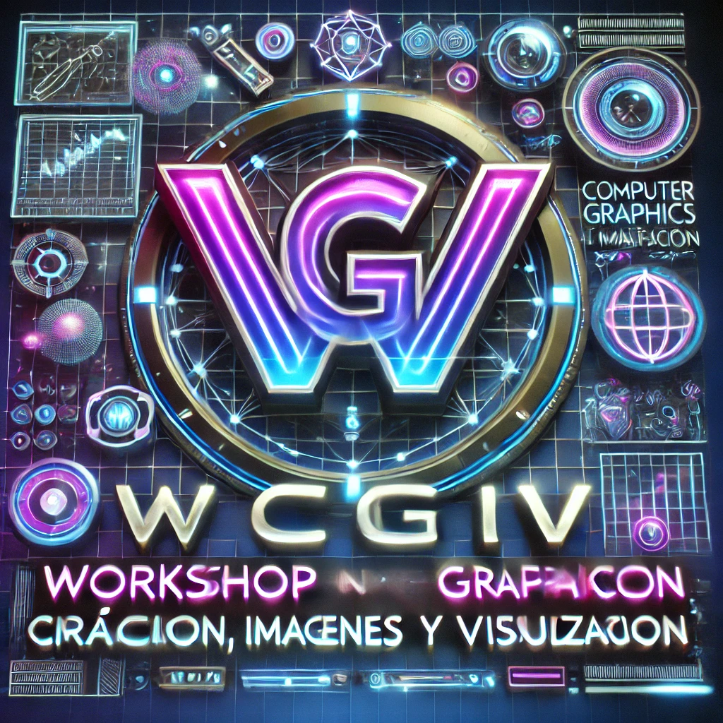 DALL·E 2025-01-31 02.01.45 – A futuristic digital artwork for ‘WCGIV – Workshop Computación Gráfica, Imágenes y Visualización’. The image should prominently feature the acronym ‘W